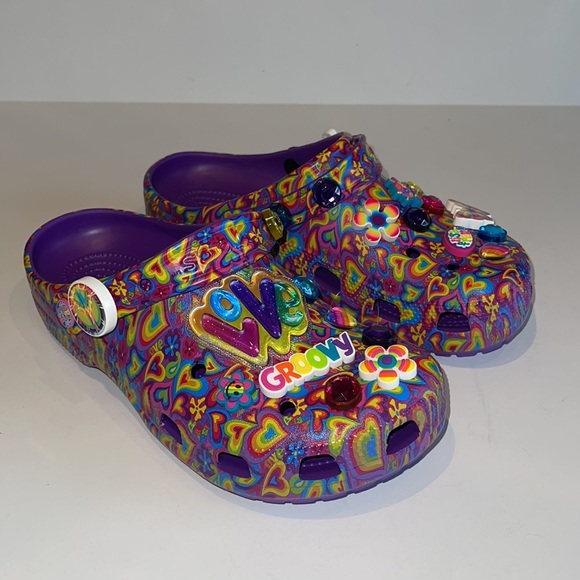 NWT CROCS Limited Edition Lisa Frank Multicolor Classic Clogs With Jibbitz - Picture 5 of 7